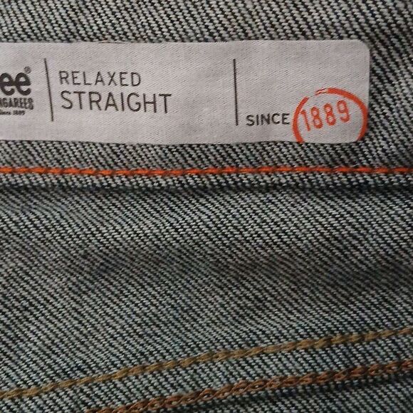 Lee Dungarees Relaxed Straight Sure to Fit Adjustable Waistband Dark Wash Sz 16 - Picture 9 of 10